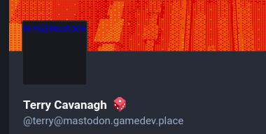 Mastodon account with a broken avatar image